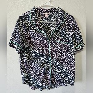 Victoria's Secret Pajama Sleep Top Rainbow Hearts Medium